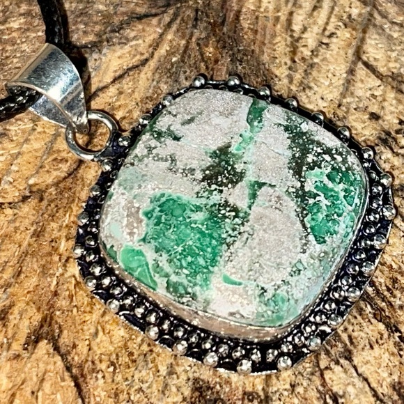 Teal Green Variscite- Utahlite Pendant 1 1/2" - Picture 2 of 9